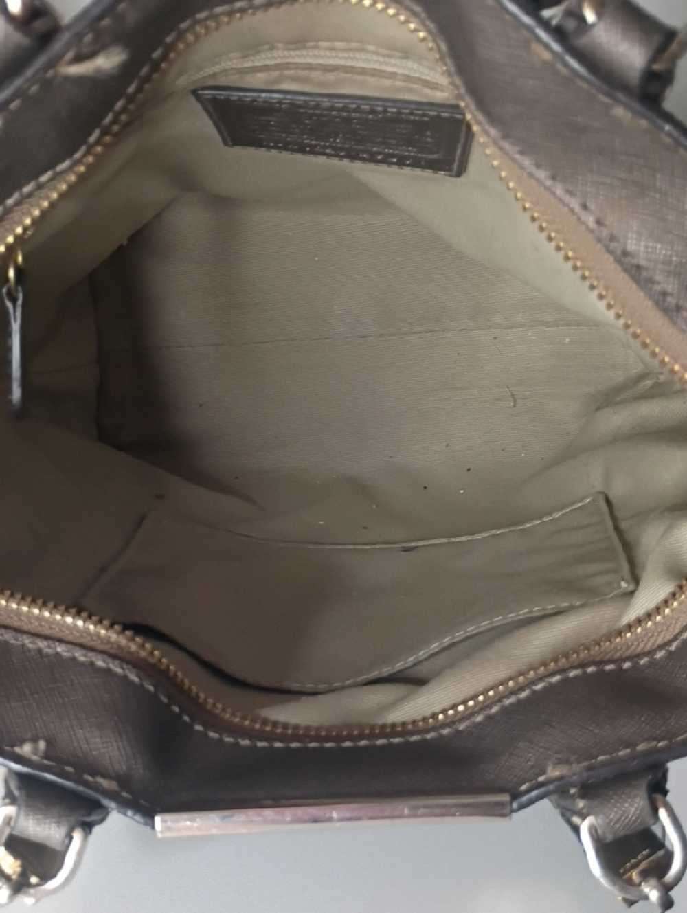 Coach Madison Saffiano Mini North South Tote Bronze Purse Bag - Picture 11 of 16